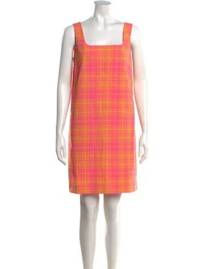 Pre-owned Sportmax Plaid Print Mini Dress In Pink
