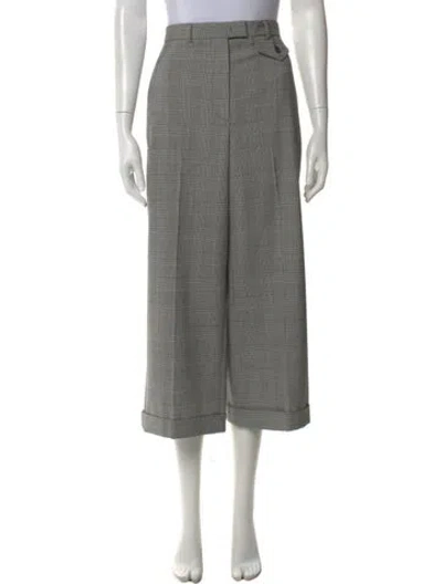 Pre-owned Sportmax Plaid Print Wide Leg Pants In Gray