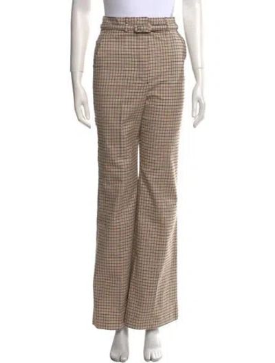 Pre-owned Sportmax Plaid Print Wide Leg Pants In Neutral