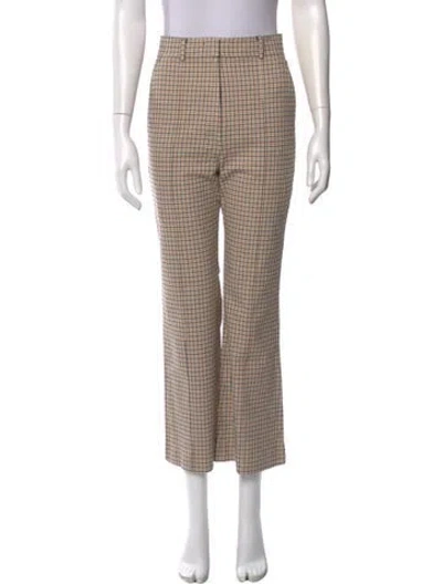 Pre-owned Sportmax Plaid Print Wide Leg Pants In Neutral