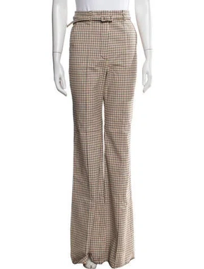 Pre-owned Sportmax Plaid Print Wide Leg Pants In Neutrals