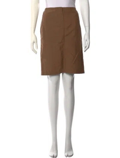 Pre-owned Sportmax Pleated Accents Knee-length Skirt In Brown