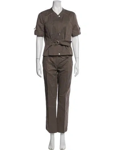 Pre-owned Sportmax Pleated Accents Pant Set In Brown