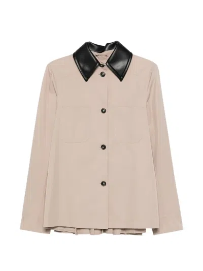 Sportmax Jersey Overshirt Chest Pockets Pleated Back In Neutral