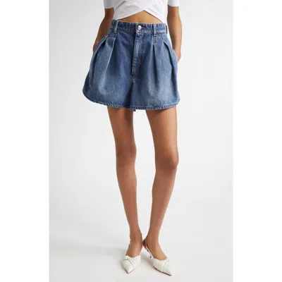 Sportmax Pleated Denim Trouser Shorts In Blue
