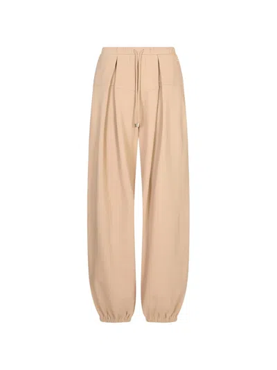 Sportmax Pleated Drawstring Track Pants In Neutral