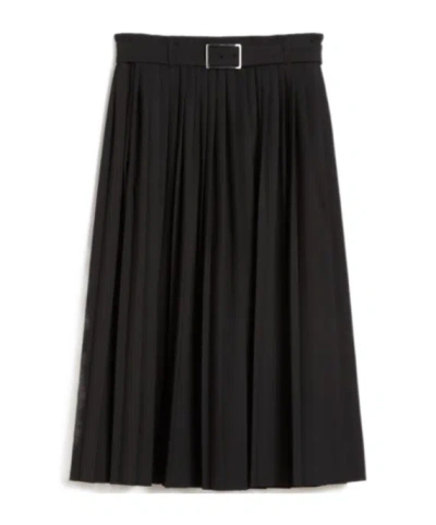 Sportmax Pleated Gabardine Skirt In Black