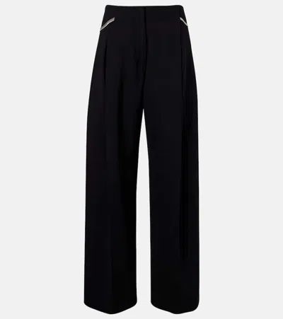 Sportmax Pleated Low-rise Wide-leg Pants In Black