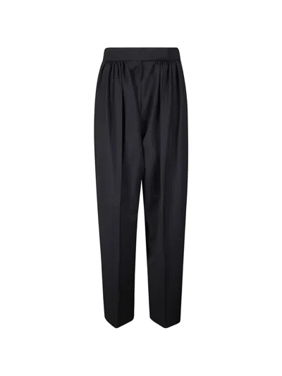 Sportmax Pleated Virgin Wool Trousers In Black