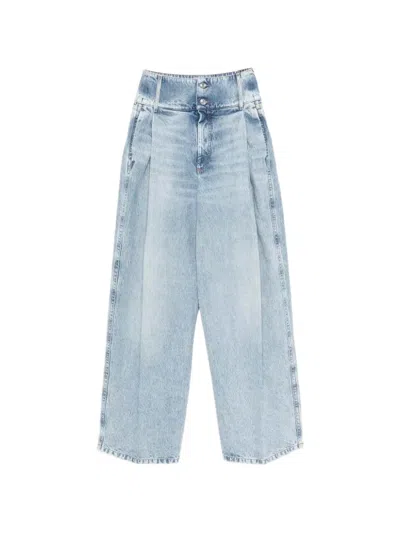 Sportmax Pleated Wide-leg Jeans In Blue