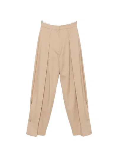 Sportmax Pleated Wide-leg Tailored Trousers In Neutral