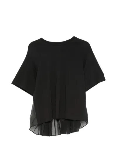 Sportmax Pleated-panel T-shirt In Black