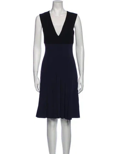 Pre-owned Sportmax Plunge Neckline Knee-length Dress In Black