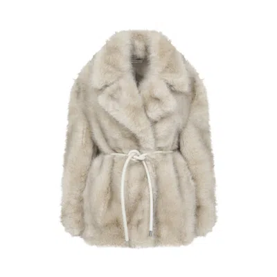 Sportmax Plush Mid-length Coat In Neutral