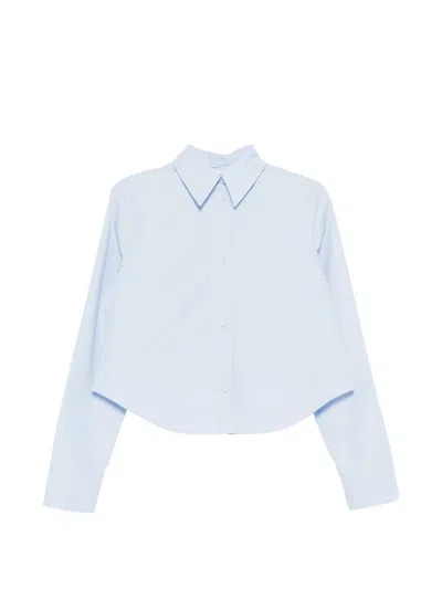 Sportmax Spxceppo Popeline Cotton Cropped Shirt In Blue