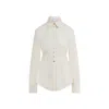 Sportmax Pointed Collar Butter White Cotton Azoto Shirt In White