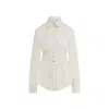 Sportmax Pointed Collar Butter White Cotton Azoto Shirt In White