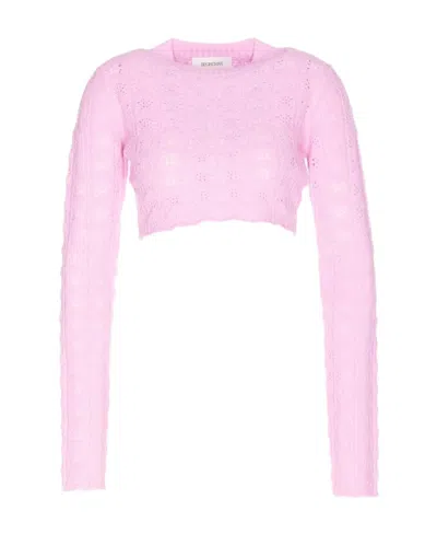 Sportmax Pointelle-knit Cropped Jumper In Pink