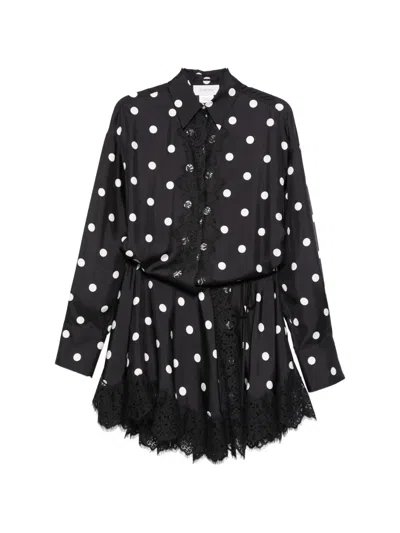 Sportmax Polka Dot Lace Dress In Black