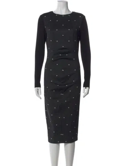 Pre-owned Sportmax Polka Dot Print Knee-length Dress In Black