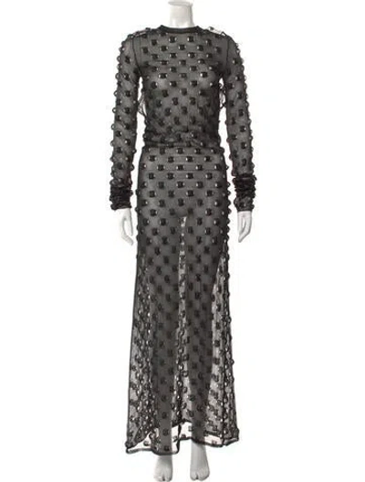 Pre-owned Sportmax Polka Dot Print Long Dress In Gray