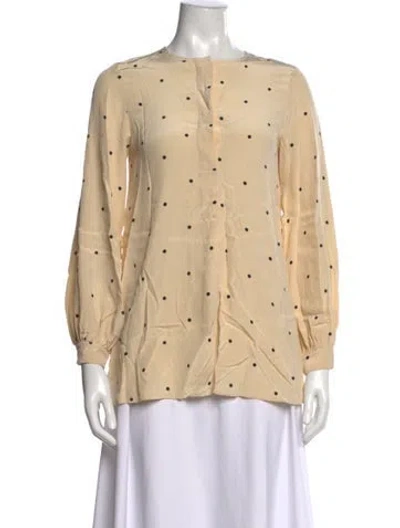 Pre-owned Sportmax Polka Dot Print Long Sleeve Blouse In Neutrals
