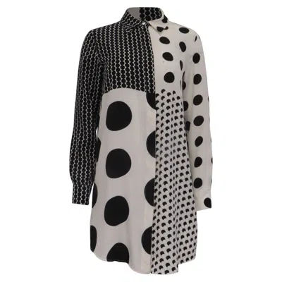 Pre-owned Sportmax Polka Dot Shirt Dress In Multicolor Silk In Black