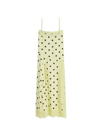 Sportmax Elegant Polka Dot Silk Twill Mini Dress With Pleated Motif In Multi