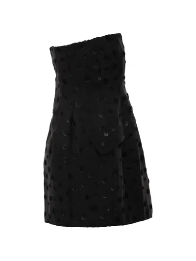 Sportmax Polka-dot Mini Dress In Black