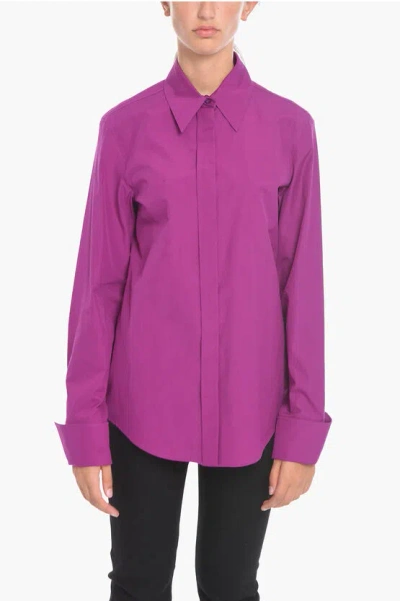 Sportmax Woman Shirt Magenta Size 8 Cotton In Purple