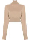 Sportmax Virgin Wool Cropped Ululato Sweater In Brown