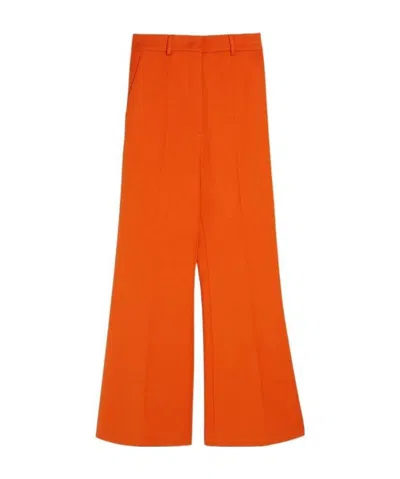 Sportmax Pressed-crease Cotton Flared Trousers In Orange