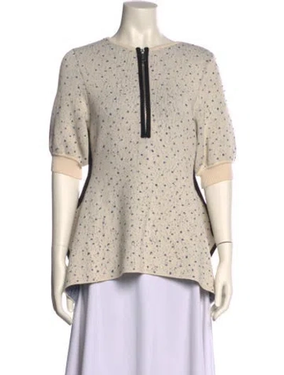 Pre-owned Sportmax Printed Crew Neck Button-up Top In Blue