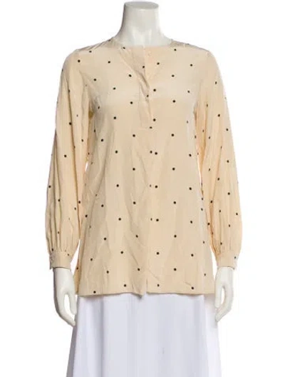 Pre-owned Sportmax Printed Crew Neck Button-up Top In Neutral
