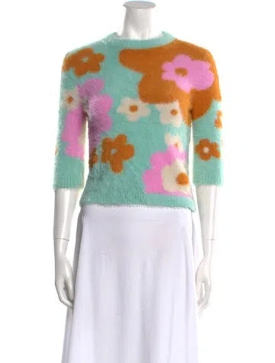 Pre-owned Sportmax Printed Crew Neck Sweater In Green