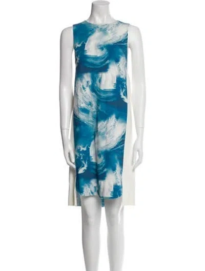 Pre-owned Sportmax Printed Knee-length Dress In Blue