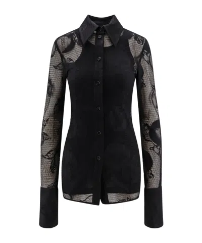 Sportmax Printed Lace Shirt In Black