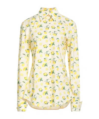 Sportmax Printed Long-sleeved Shirt In Yellow
