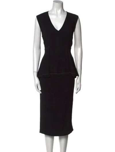 Pre-owned Sportmax Printed Midi Length Dress In Black