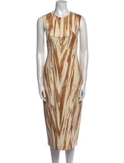 Pre-owned Sportmax Printed Midi Length Dress In Neutral