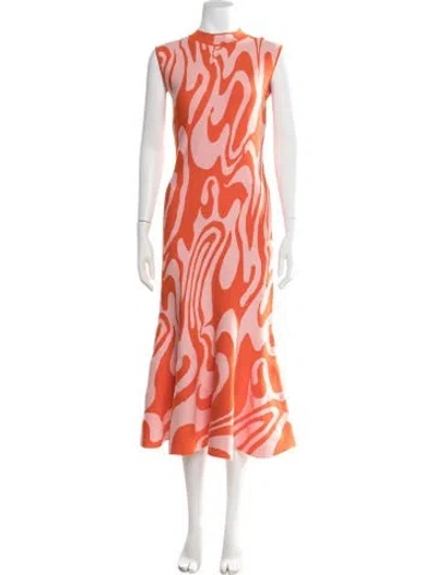 Pre-owned Sportmax Printed Midi Length Dress In Orange