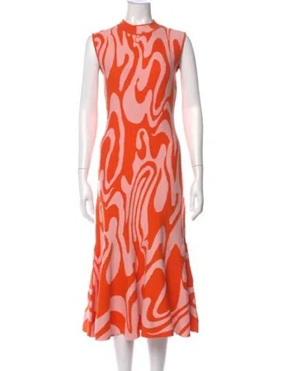 Pre-owned Sportmax Printed Midi Length Dress W/ Tags In Orange