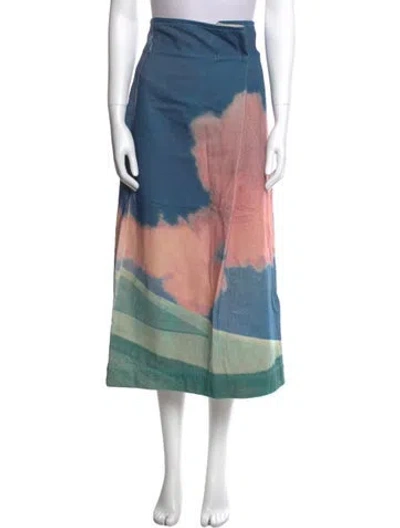 Pre-owned Sportmax Printed Midi Length Skirt In Blue