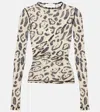 Sportmax Animalier Print Sheer Long Sleeve Top In Beige