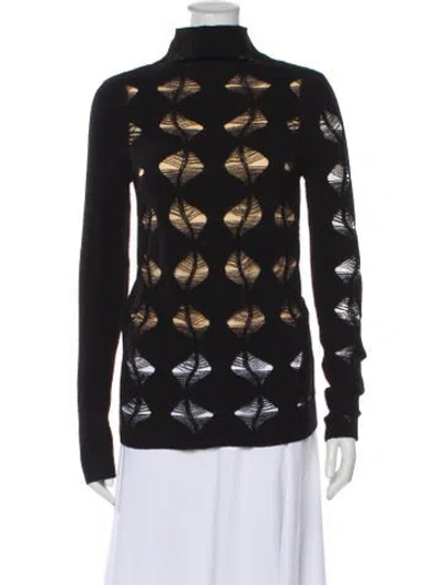 Pre-owned Sportmax Printed Turtleneck Sweater In Black