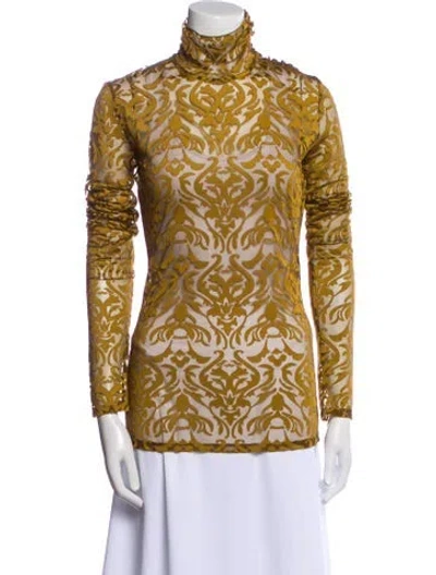 Pre-owned Sportmax Printed Turtleneck Top In Neutral
