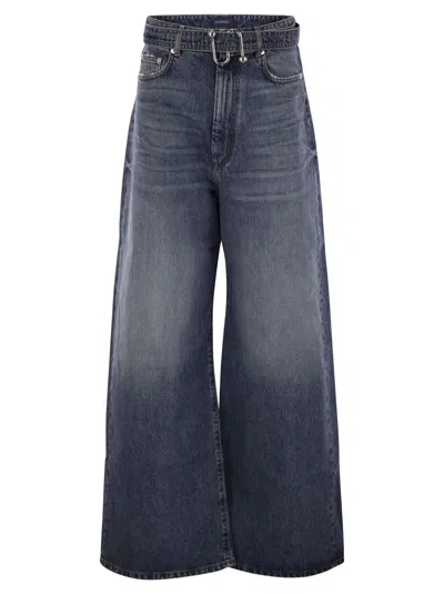 Sportmax Procida - Low-waisted Oversize Denim Trousers In Blue