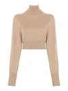 Sportmax Woman Turtleneck Beige Size L Virgin Wool In Neutral