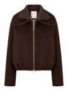 Sportmax Pure Wool Bomber Jacket With Removable Front Insert In Brown