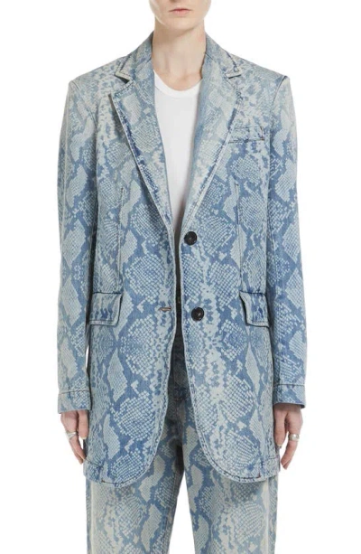 SPORTMAX SPORTMAX PYTHON PRINT DENIM LONGLINE SPORT COAT
